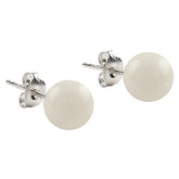 Ivory Pearl Earrings, Simulated Ivory Pearl 925 Solid Sterling Silver Stud Earrings, Ivory Color Earrings For Women