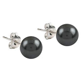 Black Pearl Earrings, Simulated Black Pearl 925 Solid Sterling Silver Stud Earrings, Black Color Earrings For Women