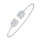 925 Sterling Silver White Gold Plated Moissanite Cuff Bracelet, 0.88 Cts Moissanite Open Bangle Mother's Day Gifts