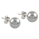 Grey Pearl Earrings, Simulated Grey Pearl 925 Solid Sterling Silver Stud Earrings, Grey Color Earrings For Women