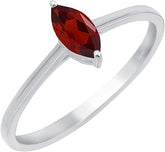 Natural Garnet Ring for Women, January Birthstone Garnet Ring, Sterling Silver Solitaire Ring