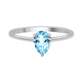 Blue Topaz Ring For Women Sterling Silver Blue Topaz Minimalist Ring Tiny Ring Gift For Her