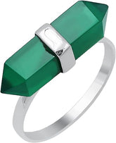 Pencil Cut Green Onyx 925 Sterling Silver Ring, Sterling Silver Green Onyx Ring, Solitaire Handmade Green Onyx Ring for Women