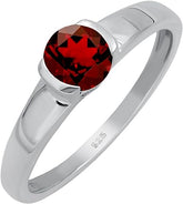 0.81Cts Sterling Silver Natural Genuine Solitaire Garnet Ring For Women, Red Stone January Birthstone Ring Jewelry Gift For Women Mom Wife Girlfriend Sister