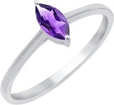 Natural Amethyst Ring for Women, February Birthstone Amethyst Ring, Sterling Silver Solitaire Ring