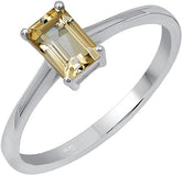 Natural Citrine Ring for Women, 925 Sterling Silver Ring, Yellow Stone Solitaire Ring, November Birthstone Ring