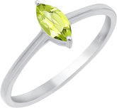 Natural Peridot Ring for Women, August Birthstone Green Stone Ring, Sterling Silver Solitaire Ring