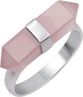 Pencil Cut Rose Quartz 925 Sterling Silver Ring, Sterling Silver Rose Quartz Ring, Solitaire Handmade Rose Quartz Ring for Women