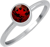 0.80Cts Sterling Silver Natural Genuine Solitaire Garnet Ring For Women, Red Stone January Birthstone Ring Jewelry Gift For Women Mom Wife Girlfriend Sister