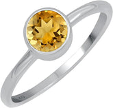 0.80Cts Sterling Silver Natural Genuine Solitaire Citrine Ring For Women, Yellow Stone November Birthstone Ring Jewelry Gift For Women Mom Wife Girlfriend Sister