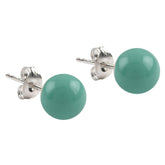 Jade Pearl Earrings, Simulated Jade Pearl 925 Solid Sterling Silver Stud Earrings, Jade Color Earrings For Women