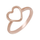 Rose Gold Plated Plain Silver Heart Shape Simple Ring for Women 925 Sterling Silver Comfort Fit Minimalist Jewelry Ring Gifts for Her