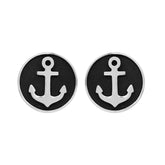 Anchor Design Coin Earrings for Women, Sterling Silver Earrings for Women, 10mm Stud Earrings, Stud Earrings for Women Sterling Silver, Valentine Gifts for Her