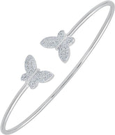 925 Sterling Silver White Gold Plated Moissanite Cuff Bracelet, 0.90 Cts Butterfly Moissanite Bangle Mother's Day Gifts