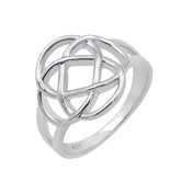 Cletic Knot Plain Silver Statement Ring Men Women 925 Sterling Silver Handmade Jewelry Ring Gifts for Him Her