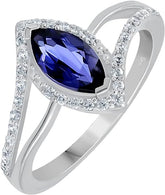 Natural Iolite 0.75cts Sterling Silver Solitaire Ring for Women, Blue Stone September Birthstone Ring Jewelry