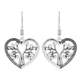 Tree of Love Earrings for Women Sterling Silver, Sterling Silver Dangle Earrings for Women, Plain Silver Earrings for Women