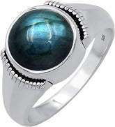 4.15Cts Solid 925 Sterling Silver Natural Labradorite Stone Ring For Men, March Birthstone 925 Ring Jewelry Gift For Men Father Brother Boyfriend Husband