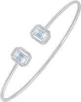 GRA CETIFIED 925 Sterling Silver White Gold Plated Moissanite Cuff Bracelet,1.30 Ct Moissanite Open Bangle Mother's Day Gifts