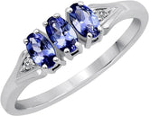 0.70 Cts Natural Tanzanite Ring 0.02 Cts Diamond Ring, Blue Stone Sterling Silver Birthstone Ring Jewelry Gift For Women Mom Wife Girlfriend Sister
