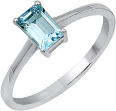 Blue Topaz Sterling Silver Ring, Natural Gemstone Ring for Women, Blue Stone Solitaire Ring Gift for Her