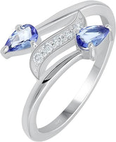 0.30 Cts Natural Tanzanite Ring 0.04 Cts Diamond Ring, Blue Stone Sterling Silver December Birthstone Ring Jewelry Gift For Women Mom Wife Girlfriend Sister