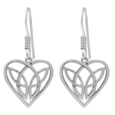 Celtic Sterling Silver Heart Shape Dangling Earrings for Women - 925 Silver