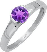0.81Cts Sterling Silver Natural Genuine Solitaire Amethyst Ring For Women, Purple Stone February Birthstone Ring Jewelry Gift For Women Mom Wife Girlfriend Sister