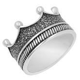 Crown Plain Silver Ring 925 Sterling Silver Statement Ring Jewelry Gifts for Him Her