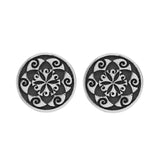 Symbolic Design Coin Earrings for Women, Sterling Silver Earrings for Women, 10mm Stud Earrings, Stud Earrings for Women Sterling Silver, Valentine Gifts for Her