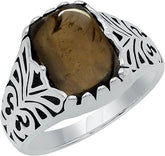 6.05 Cts Sterling Silver Natural Smoky Quartz Ring For Men, Brown Stone November Birthstone 925 Ring Jewelry Gift For Men Father Brother Boyfriend Husband