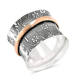 Spinner Ring 925 Sterling Silver Floral Engraved Hand Crafted Spinner Ring for Women Men Spinner Ring Jewelry Gifts