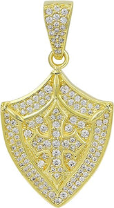 925 Sterling Silver White Round Moissanite Shield Pendant, 0.76 Cts Gold Plated Silver Moissanite Pendant