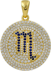 Moissanite Pendant, 1.85 Carat 925 Sterling Silver Scorpio Zodiac Synthetic Diamond Moissanite Gold Plated Pendant Jewelry Gift For Men Women
