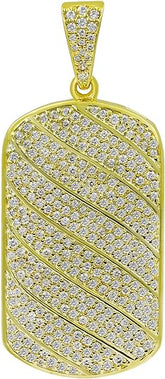 Sterling Silver White Round Gold Plated Moissanite Cushion Tag Pendant, 1.96 Cts Iced Out Silver Moissanite Pendant Hip Hop