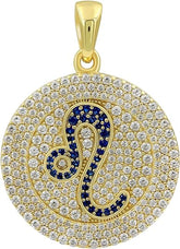 Moissanite Pendant, 1.70 Carat 925 Sterling Silver Leo Zodiac Synthetic Diamond Moissanite Gold Plated Pendant Jewelry Gift For Men Women