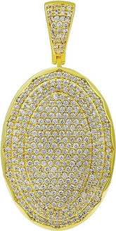 925 Sterling Silver White Round Gold Plated Moissanite Tag Pendant, 3.06 Cts Iced Out 925 Silver Moissanite Pendant Hip Hop