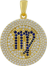 Moissanite Pendant, 1.66 Carat 925 Sterling Silver Virgo Zodiac Synthetic Diamond Moissanite Gold Plated Pendant Jewelry Gift For Men Women