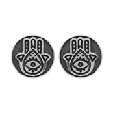 Hamsa Hand Design Coin Earrings for Women, Sterling Silver Earrings for Women, 10mm Stud Earrings, Stud Earrings for Women Sterling Silver
