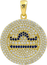 Moissanite Pendant, 1.70 Carat 925 Sterling Silver Libra Zodiac Synthetic Diamond Moissanite Gold Plated Pendant Jewelry Gift For Men Women