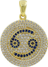 Moissanite Pendant, 1.50 Carat 925 Sterling Silver Cancer Zodiac Synthetic Diamond Moissanite Gold Plated Pendant Jewelry Gift For Men Women