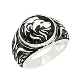 Lion Head Desing Animal Hip Hop Ring for Men 925 Sterling Silver Handmade Statement Jewelry Ring for Him Her