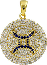 Moissanite Pendant, 1.84 Carat 925 Sterling Silver Gemini Zodiac Synthetic Diamond Moissanite Gold Plated Pendant Jewelry Gift For Men Women