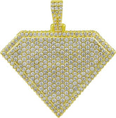 925 Sterling Silver White Round Moissanite Diamond Shape Pendant, 3.44 Cts Iced Out 925 Silver Gold Plated Moissanite Pendant