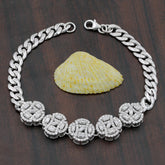 Moissanite Bracelet, Iced Out Prong Curb Link Bracelet, 925 Sterling Silver Synthetic Diamond Hip Hop Bracelet For Women, Christmas Gifts