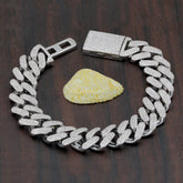 Men's 14 mm Fully Iced Out Moissanite Bracelet, 925 Silver Bracelet, Moissanite Prong Rapper Cuban Chain Hip Hop Bracelet