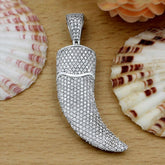 2.70 Ct Men's Moissanite Iced Out 925 Sterling Silver Horn Pendant, Hip Hop Synthetic Diamond Pendant, Italian Horn Pendant,