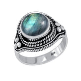 Natural Labradorite Ring For Women Sterling Silver Handmade Birthstone Jewelry Mother's Day Gifts For Mom Wife Sister
