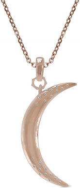 The Jewelry Central Rose Gold Plated White Cubic Zirconia Brass Half Moon Pendant