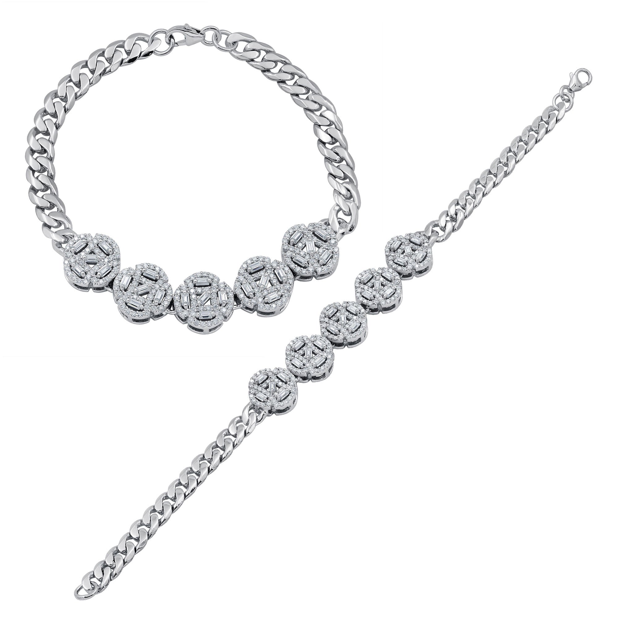 Multi Stone Moissanite Bracelet, Moissanite Synthetic Diamond Bracelet For Women, Iced Out Prong Curb Link Bracelet